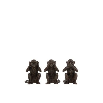 Figurine singe de la sagesse en résine marron 16x11x10cm