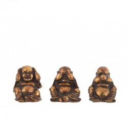 Figurine 3 moines de la sagesse en résine marron H11 cm