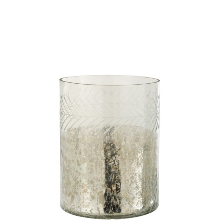 Photophore en verre argent - transparent 21.5x21.5x27 cm