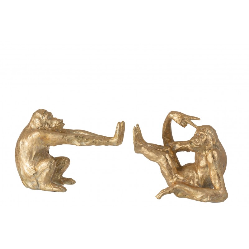 Serre livre singe en resine doré 20x9x17 cm