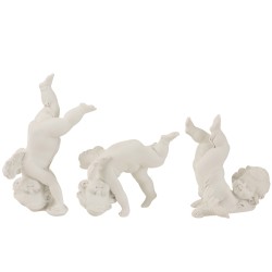 Set de 3 anges en résine blanc 13x15x20 cm