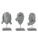 Lot de 3 têtes sur socle en résine grise 16x11x29cm