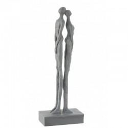 Figurine abstraite couple dos à dos gris 44x16x9 cm