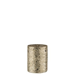 Photophore cylindrique effet éclat de verre en argent