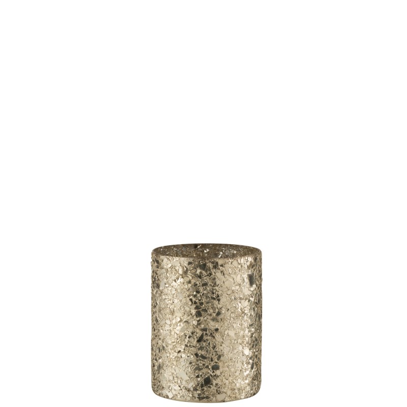 Photophore cylindrique effet éclat de verre en argent