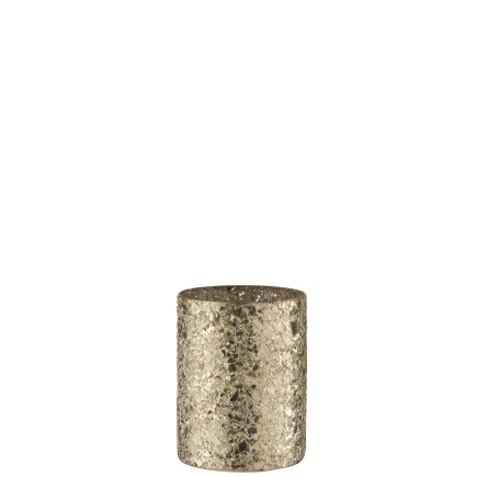 Photophore cylindrique effet éclat de verre en argent