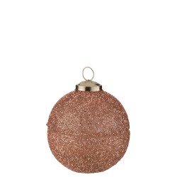 Bougie en verre en forme de boule de noel rose 11x10cm