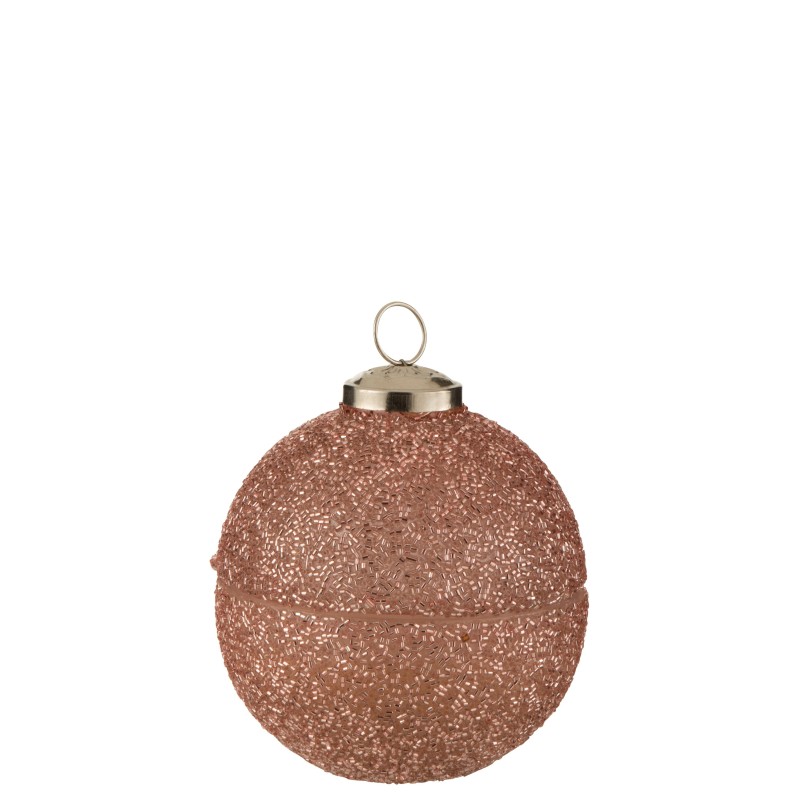Bougie en verre en forme de boule de noel rose 11x10cm