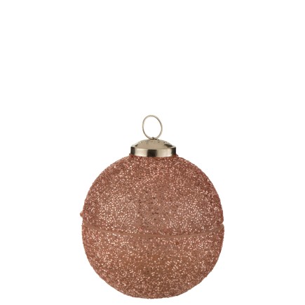 Bougie en verre en forme de boule de noel rose 11x10cm