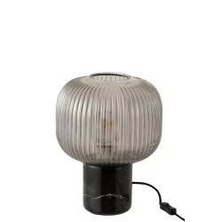 LAMPE TABLE YUFO VERRE/MARBRE GRIS/NOIR