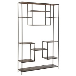 Meuble étagère de salon 10 planches en bois de manguier 195x119x30 cm