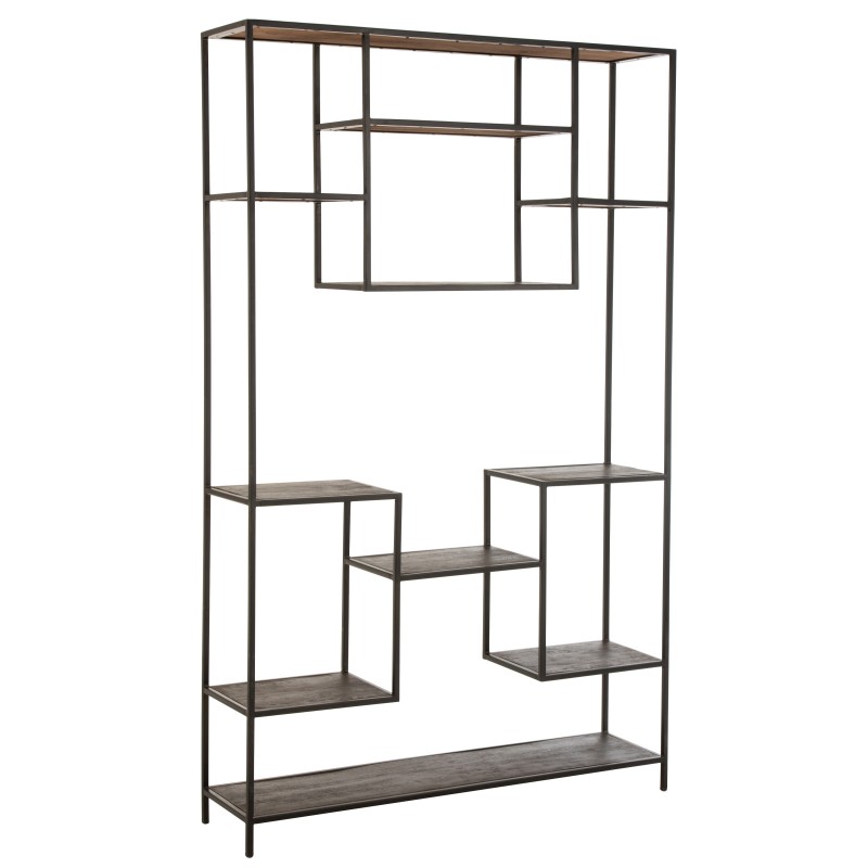 Meuble étagère de salon 10 planches en bois de manguier 195x119x30 cm