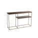 CONSOLE RAFI 2PLANCHES FER/BOIS DE MANGUIER OR/BRUN FONCE