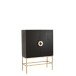 Armoire bar en bois de manguier noir et doré 140x107x45 cm