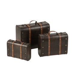 Lot de 3 malles en bois type valise 45cm 38cm 31cm