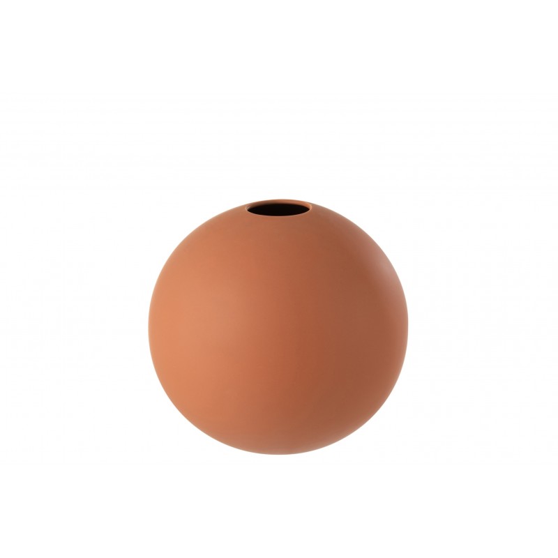 Vase boule en céramique orange rouille 25x25 cm