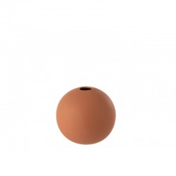 Vase boule en céramique orange rouille 18x18 cm