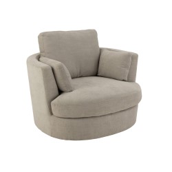 Fauteuil de salon pivotant en tissu gris 107x98x88 cm