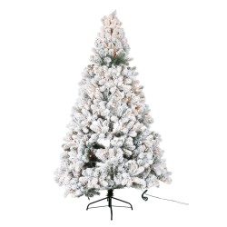 Sapin de noël artificiel enneigé avec led integrées 210 x 130 cm