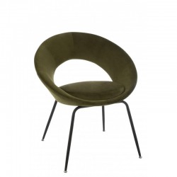 Chaise ronde en velours vert avec pieds en métal 80x69x56 cm