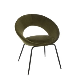 Chaise ronde en velours vert avec pieds en métal 80x69x56 cm