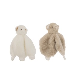 Set de 2 doudous ours en Peluche blanc - beige 20x11x22 cm