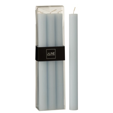 Lote de 6 velas de candelabro azul claro de 24 cm. 13 horas.