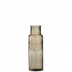 Vase cylindrique en verre marron 45x15 cm