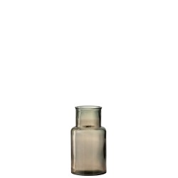 Vase cylindrique en verre marron 27x16cm