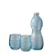 Estuche 1 botella y 2 vasos de vidrio azul 10x10x26 cm