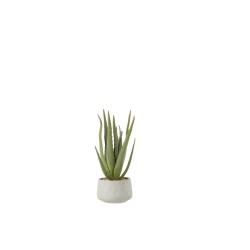 Aloé en pot synthétique gris 25x18x36cm