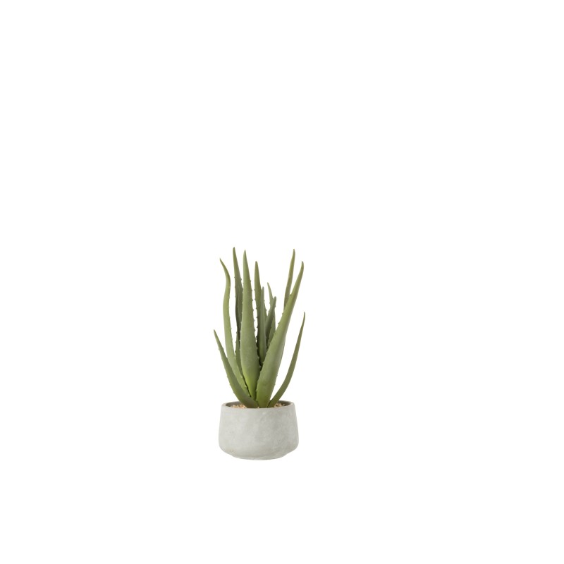 Aloé en pot synthétique gris 25x18x36cm