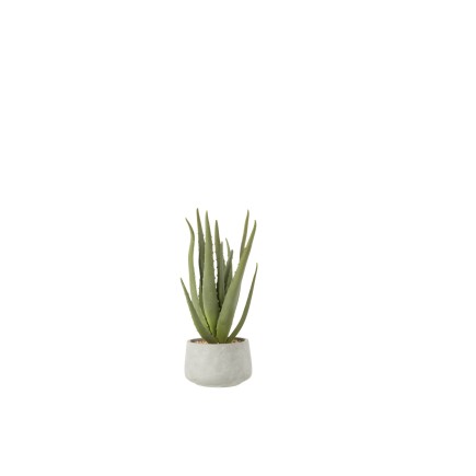 ALOE + POT SYNTHETIQUE VERT/GRIS SMALL