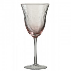 Verre à vin en verre irrégulier rose H22cm