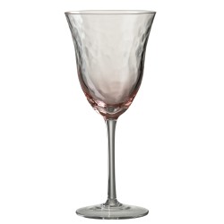 Verre à vin en verre irrégulier rose H22cm