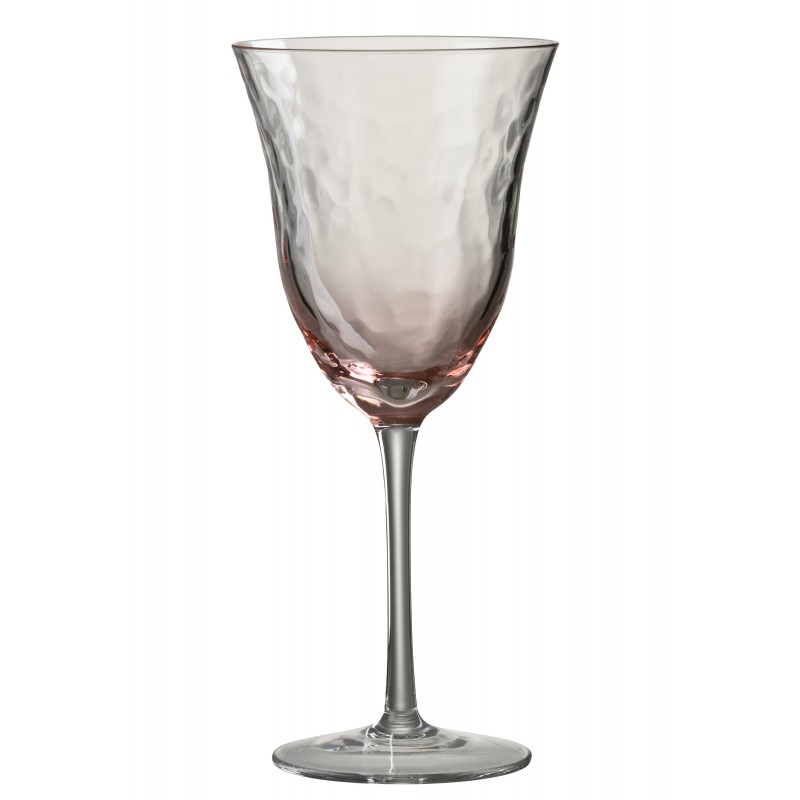 Verre à vin en verre irrégulier rose H22cm
