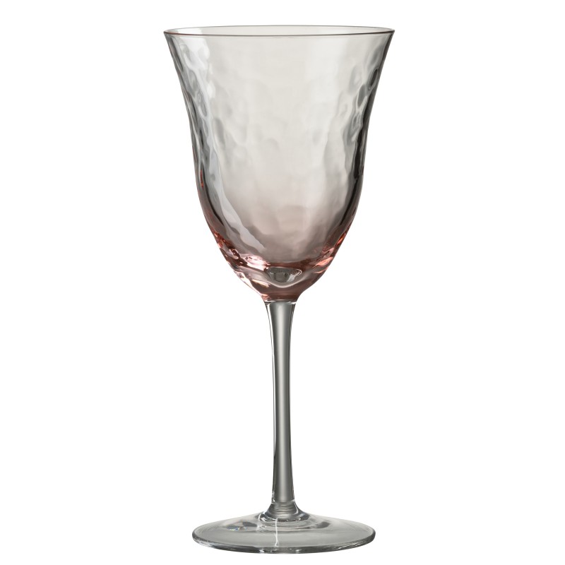 Verre à vin en verre irrégulier rose H22cm