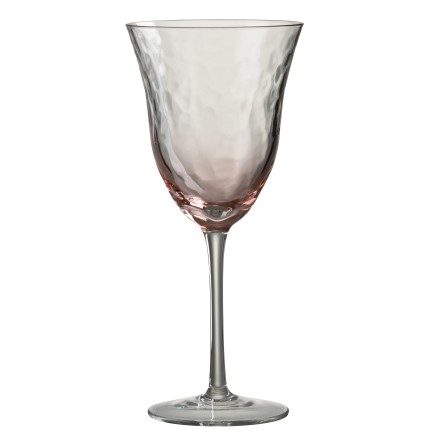 Vaso de vino de vidrio irregular rosa H22cm