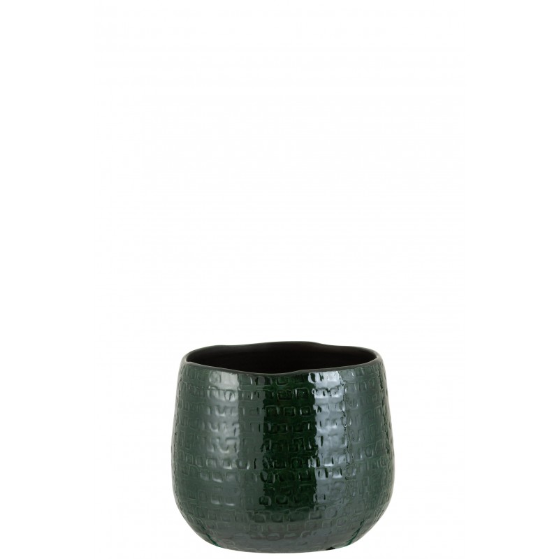 Cachepot en céramique vert 18x18x18.5 cm