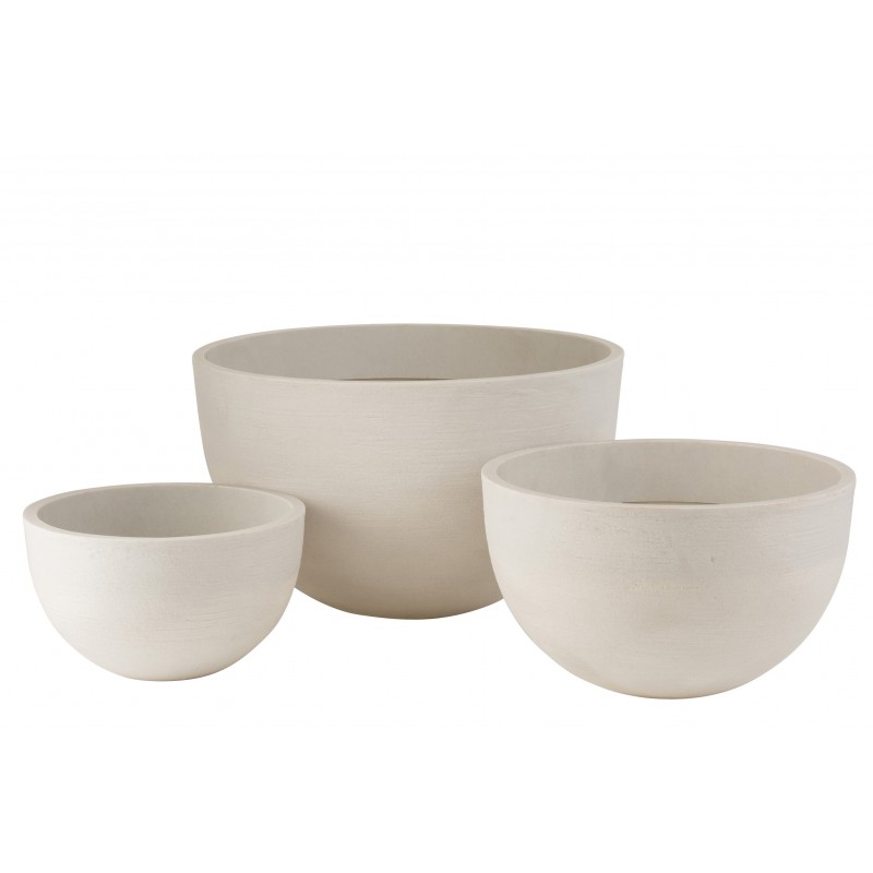 Set de 3 cache-pots en céramique blanc 60x60x46 cm