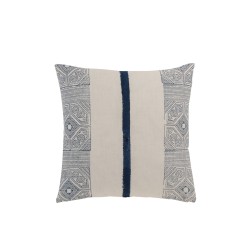 Coussin rectangulaire avec motif aztèque en coton bleu 50x50cm