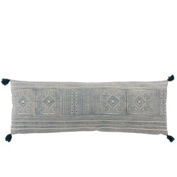 COUSSIN RECTANGULAIRE AZTEQUE COTON BLEU/BLANC