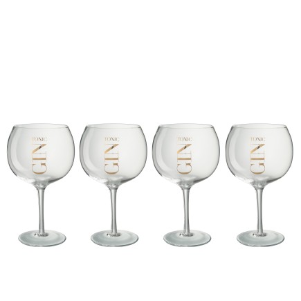 Lot de 4 verres Gin en écriture doré 26x26x23 cm