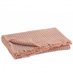 Plaid de algodón rosa claro con relieve 179x50cm