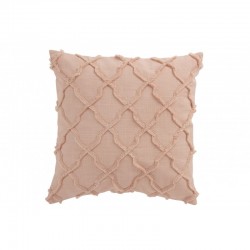 Coussin carré avec losanges ondulés en coton rose 40x40cm
