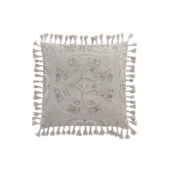 Cuscino quadrato in stile marocchino con fiocchi in velluto grigio 45x45cm