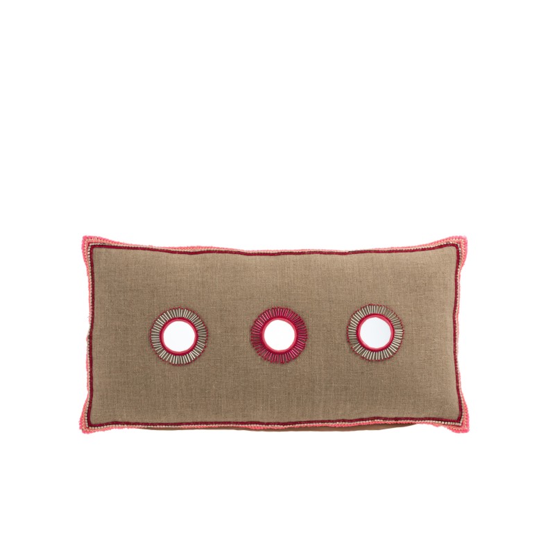 Cojín rectangular de tejido natural 64 x 34 x 5 cm
