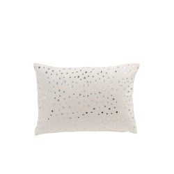 Cuscino rettangolare con specchietti tondi in velluto bianco 50x36cm