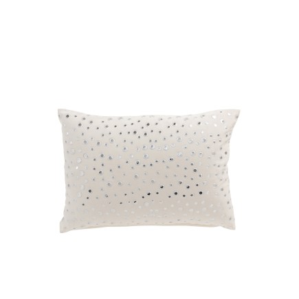 Cuscino rettangolare con specchietti tondi in velluto bianco 50x36cm