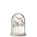 Papillon sous cloche en verre blanc 26x18x18 cm
